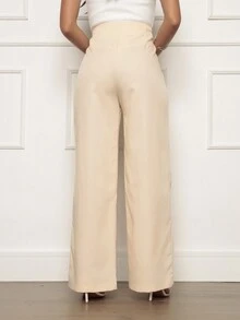 Women Pants - 米色 - 查看 2