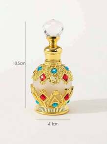 1入組/15毫升古董風格香水瓶阿拉伯風格精油滴瓶空可加香料瓶,阿拉伯女性香水瓶,古董風格精油香水瓶,女性禮物,旅行,情人節（不含香料,只有空瓶）閃亮典雅的奢華高級金鑽旅行瓶 - 金色 - 查看 3