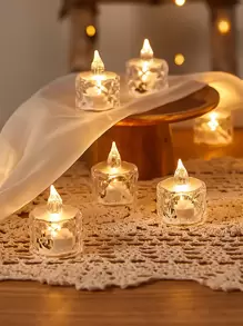 24 piezas de velas LED sin llama con efecto de llama parpadeante, incluye baterías, adecuadas para Navidad, Día de San Valentín, Ramadán, Pascua, bodas, recepciones de bodas (amarillo) - transparente - Ver 7