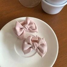 2入組女孩小尺寸蝴蝶結髮夾,頂夾與側夾適用於劉海固定,日常使用 - 粉色 - 查看 6