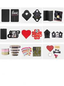 Explosion Box, DIY Explosion Gift Box with 6 Faces, Main Part Assembled Handmade Photo Box for Birthday Gift, Anniversary, Valentine's Day, Wedding - Black - View 5