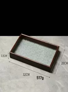 1pc Wooden Tray, Modern Geometric Design Kitchen Serving Tray For Kitchen - Multicolor - View 3