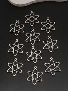 10 件韓式時尚個性星空六角星 Diy 項鍊耳環吊墜鑰匙圈手工材料 - 銀色 - 查看 4