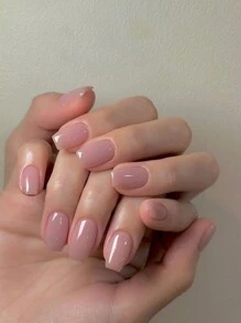 24入組短方形假指甲,實色法式設計短方形假指甲,簡約風格的高品質藝術假指甲手工製作,適用於女性和女孩 - 彩色 - 查看 1