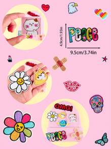 20 件随机卡通图案布贴，可爱卡通风格熨烫和缝制布贴，适用于衣服、包包、鞋子和帽子 - 彩色 - 查看 5