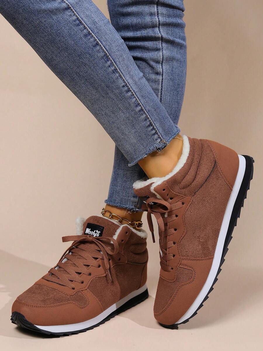 男女適用,輕便舒適的低筒防震雪靴,時尚風格,適合春季休閒、運動和日常穿著 - 卡其色 - 查看 1