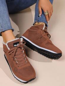 男女適用,輕便舒適的低筒防震雪靴,時尚風格,適合春季休閒、運動和日常穿著 - 卡其色 - 查看 2