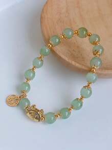 1條2024年龍年生肖手鍊,有餃子和龍的裝飾,仿綠色寶石珠子,適合女性日常佩戴或新年節日儀式 - 993- 餃子龍綠珠子款 - 查看 12