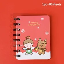 1 件聖誕線圈筆記本,學生活頁迷你袖珍記事本,每本書 80 頁 - 紅色 - 查看 1