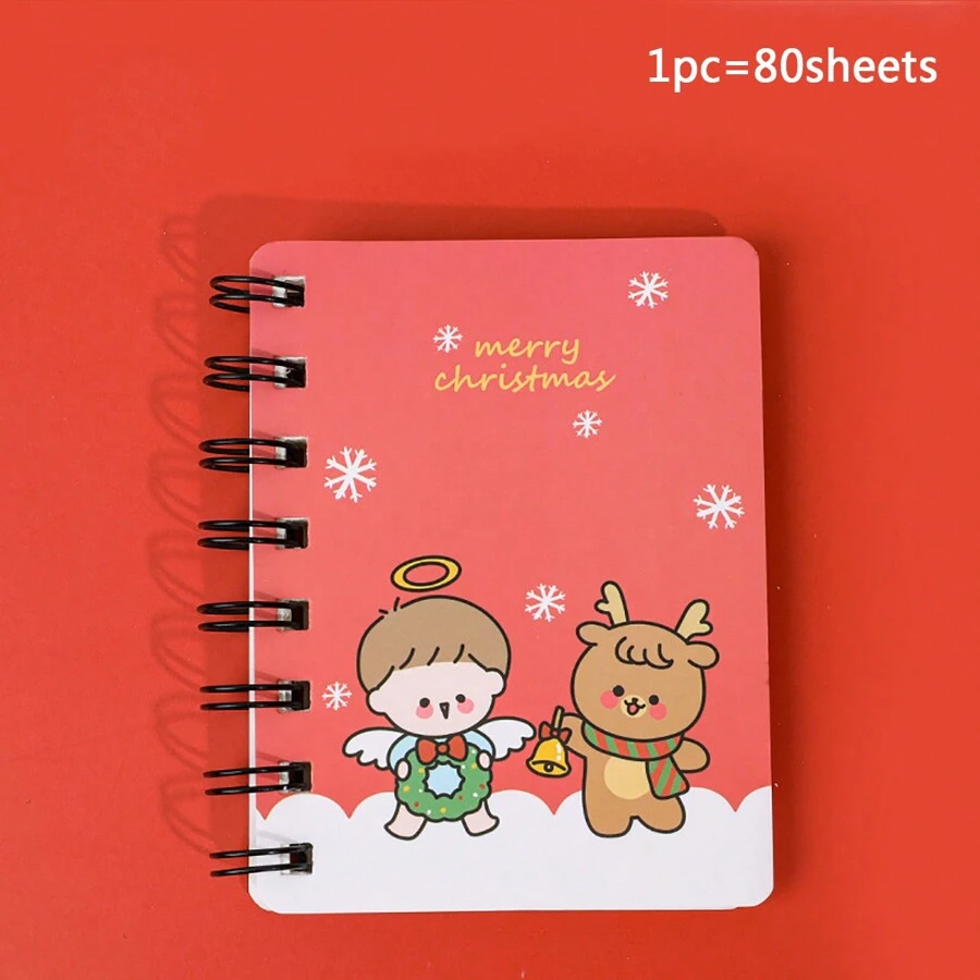 1 件聖誕線圈筆記本,學生活頁迷你袖珍記事本,每本書 80 頁 - 紅色 - 查看 1