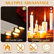 6/12pcs LED Flameless Taper Candles 2AAA Battery Operated Fake Flickering Candlesticks Electric Long Candles For Wedding Home Decor - Bullet - View 3