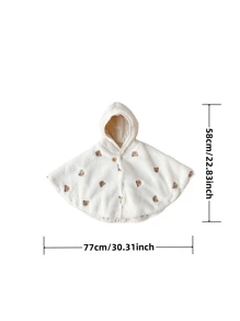 1 件 Baby Bear 图案法兰绒斗篷，防风便携，适合婴儿推车，适合所有季节 Love Valentine