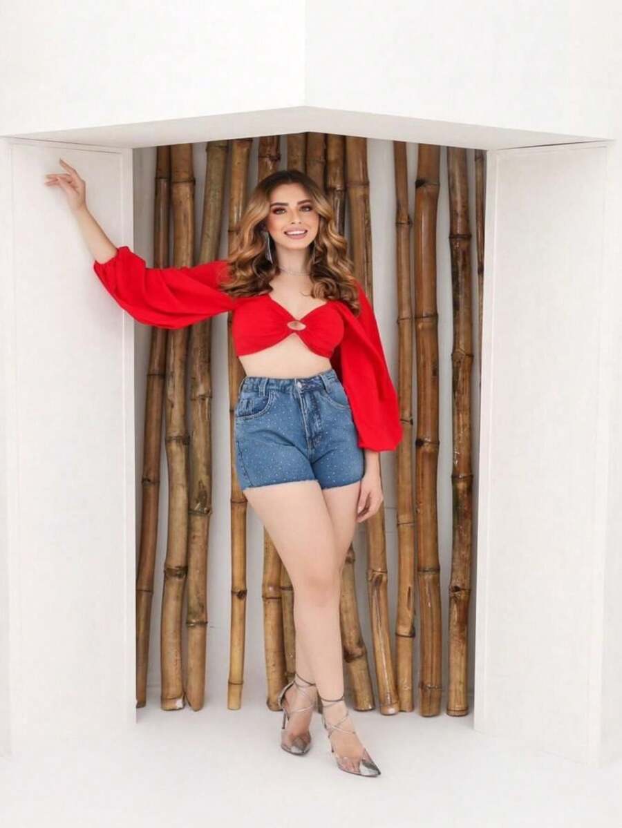 Women Skirts - 中等水洗藍 - 查看 1