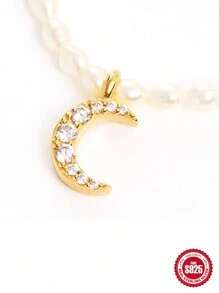 1 件貝殼珍珠鍊邪惡之眼 S925 純銀項鍊女式夏季裝飾精美項鍊情人節精美珠寶 - 金色 - 查看 4