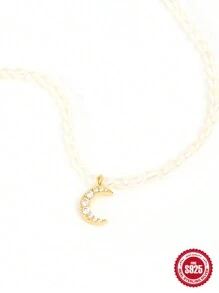 1 件貝殼珍珠鍊邪惡之眼 S925 純銀項鍊女式夏季裝飾精美項鍊情人節精美珠寶 - 金色 - 查看 3