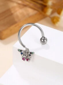 1入簡約316l不銹鋼花形心形蝴蝶結圓形星形吊墜風扇形穿刺乳頭環,女生約會禮物 - 彩色 - 查看 12