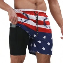 Beach Shorts Shorts Men's Swimsuit Swimwear - 藍色 - 查看 1