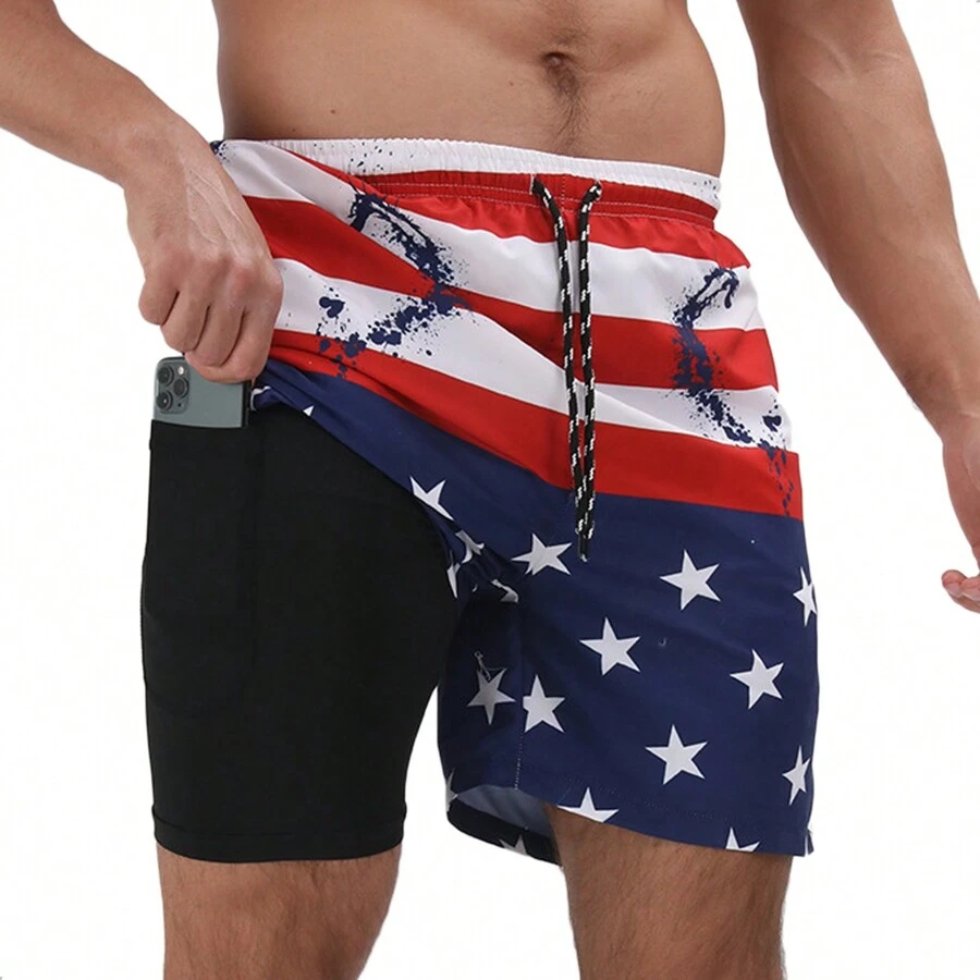 Beach Shorts Shorts Men's Swimsuit Swimwear - 藍色 - 查看 1