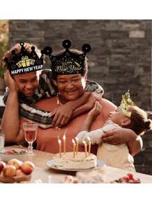 1入組6入裝新年節日主題紙帽,快樂新年派對裝飾道具 - 彩色 - 查看 3