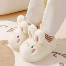 兒童秋冬季卡通兔子鞋,適用於室內戶外的保暖拖鞋 - 白色 - 查看 1