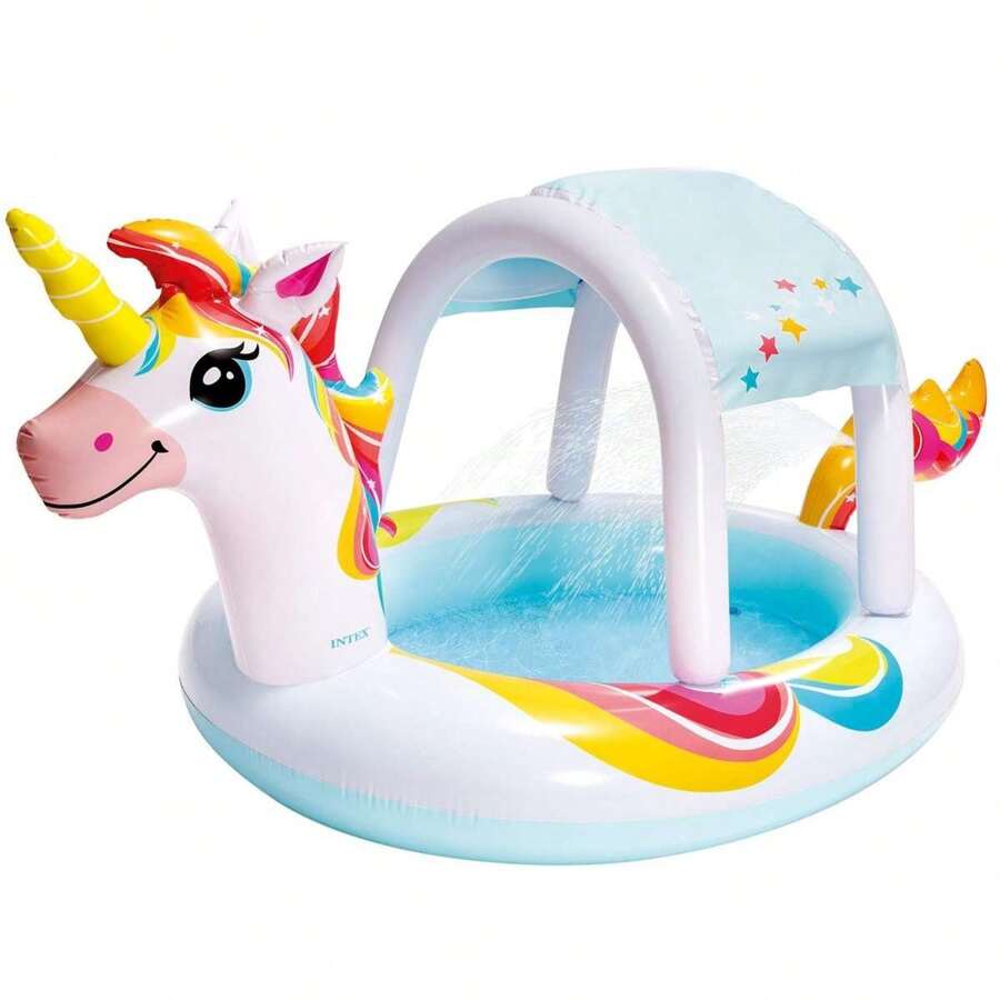 Intex Piscina hinchable Unicornio con ducha y techo (Capacidad 130 litros) (+ 2 años) 254x132x109 cm (Intex 58435) ✅ Entrega 24/48h a España (península)