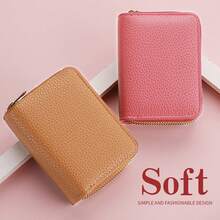 1 件 2023 年多色多功能風琴式拉鍊女款 Pu 卡夾皮夾時尚、個性、時尚、便利 - 紅色 - 查看 9