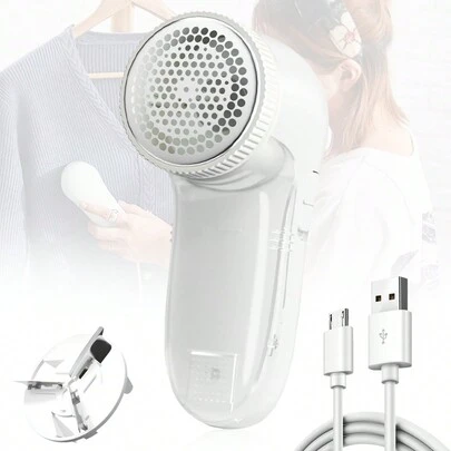 電動布料剃毛器,usb可充電剃毛器,除去衣服毛球和家具襯墊上的毛絮剃毛器（純白色）