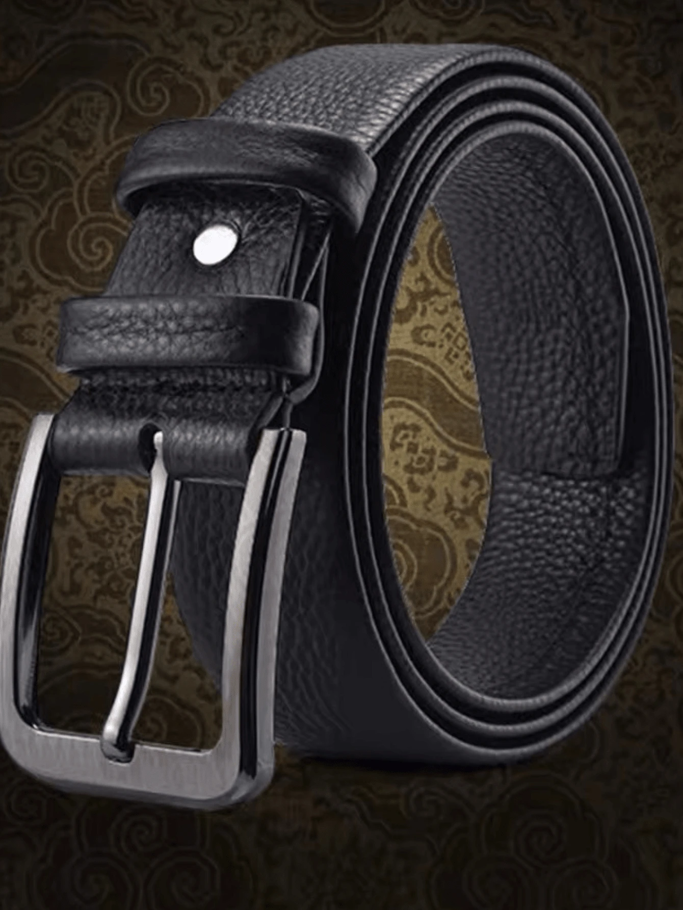 Traditional Luxury Social Men's Belt In Synthetic Leather - Black - View 1