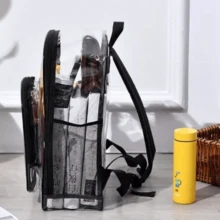 PVC Portable Transparent Backpack, Multi-Pocket Large Capacity Waterproof Casual Classic Backpack - Black - View 7