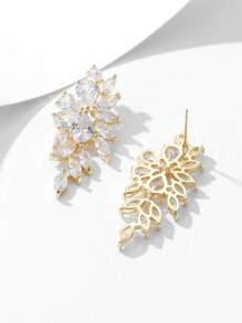 2入組奢華鑽石造型耳環,帶有樹葉設計,適合女性日常佩戴、約會、婚禮等場合 - 耳環 - 查看 5