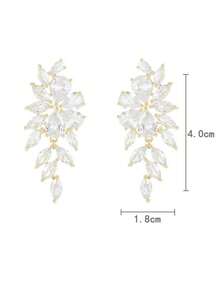 2入組奢華鑽石造型耳環,帶有樹葉設計,適合女性日常佩戴、約會、婚禮等場合 - 耳環 - 查看 6