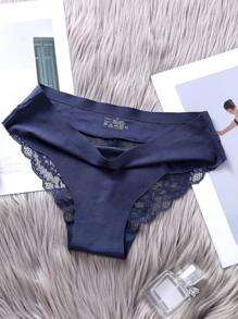 女士6入組無縫冰絲蕾絲性感透明褲襠三角褲 - 彩色 - 查看 6