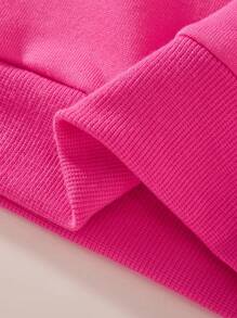 Santa Claus Print Round Neck Sweatshirt For Young Girl - Hot Pink - View 4