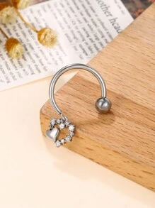 1pc Simple 316L Stainless Steel Flower Shape Heart Shape Bow Round Star Pendant Fan Shape Piercing Nipple Ring Ladies Date Gift - Multicolor - View 10