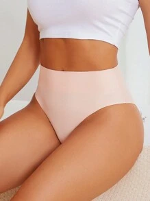 FINETOO 5件装女士纯色无缝高腰休闲简约宽腰内裤 - 彩色 - 查看 5