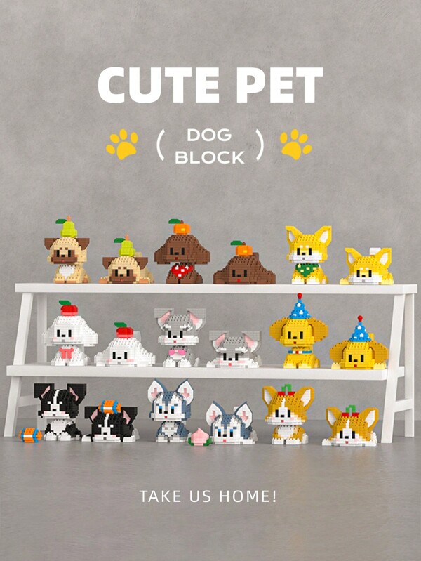 Micro-Sized Building Block Cute Pet Dog Series, Diy Assembly Toy For Birthday And New Year Gift (Random Delivery) Room Decoration