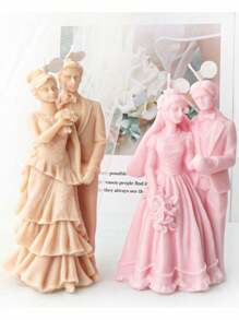 浪漫婚禮新人浮雕紋理矽膠模具,適用於自製蠟燭、香薰、蛋糕裝飾,情人節燭光晚餐,或作為情侶禮物 - 白色 - 查看 4