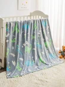 暗光恐龍抱毯，男女童可愛暖和柔軟的兒童毛毯，灰色幼兒毛毯，適合作為兒童聖誕、生日禮物，沙發毯、生日禮物、聖誕禮物、感恩節禮物，260GSM空調抱毯、午睡毯、動畫卡通毯，1,2,3,4,5,6,7,8,9,10歲生日禮物 - 黑色 - 查看 5