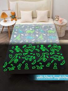 暗光恐龍抱毯，男女童可愛暖和柔軟的兒童毛毯，灰色幼兒毛毯，適合作為兒童聖誕、生日禮物，沙發毯、生日禮物、聖誕禮物、感恩節禮物，260GSM空調抱毯、午睡毯、動畫卡通毯，1,2,3,4,5,6,7,8,9,10歲生日禮物 - 黑色 - 查看 2