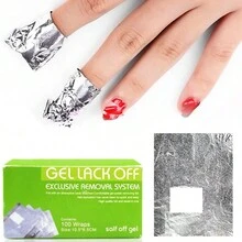 100入/盒指甲去除錫紙,膠片去除錫紙,指甲藝術浸泡卸除器,鋁質指甲袋 - 銀色 - 查看 5