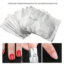 100入/盒指甲去除錫紙,膠片去除錫紙,指甲藝術浸泡卸除器,鋁質指甲袋 - 銀色 - 查看 3