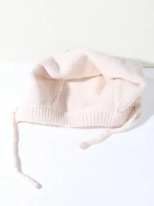 1 件純色嬰兒護耳針織帽 - 米色 - 查看 5