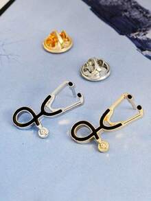 2 Piezas De Broches De Esmalte Para Colección De Estetoscopio Con Dibujos Animados De Médico Y Enfermera, Broche De Solapa Con Diseño Personalizado De Insignias Médicas Como Regalo De Graduación Para Estudiantes - estetoscopio - Ver 6