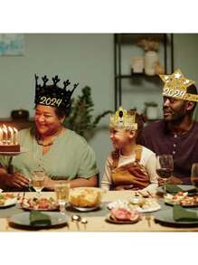 1入組6入裝新年節日主題紙帽,快樂新年派對裝飾道具 - 彩色 - 查看 4