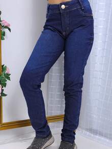 Tween Girls Jeans - 中等水洗藍 - 查看 5