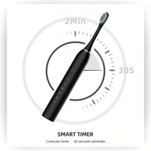 Usb Rechargeable 6-Mode Electric Toothbrush, Sonic Automatic Toothbrush For Adult, With 4/8 Soft Brush Heads, Ideal Choice For Whitening Oral Health & Sensitive Gums, Waterproof Toothbrush For Home Travel, Gift Idea For Men And Women - Black - View 6