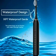 Usb Rechargeable 6-Mode Electric Toothbrush, Sonic Automatic Toothbrush For Adult, With 4/8 Soft Brush Heads, Ideal Choice For Whitening Oral Health & Sensitive Gums, Waterproof Toothbrush For Home Travel, Gift Idea For Men And Women - Black - View 8