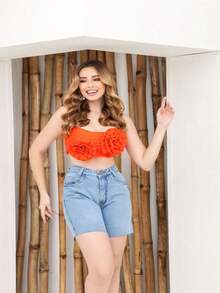 Women Skirts - 中等水洗藍 - 查看 1