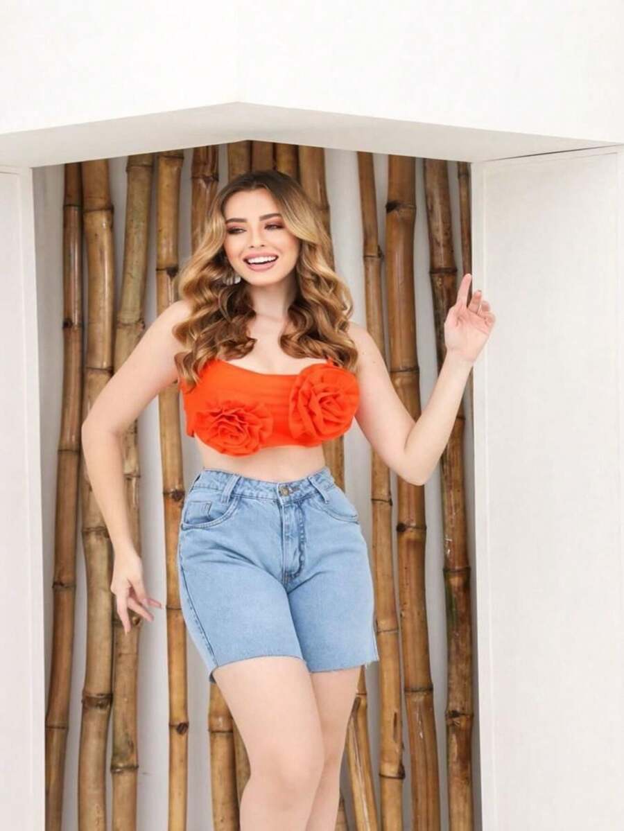 Women Skirts - 中等水洗藍 - 查看 1