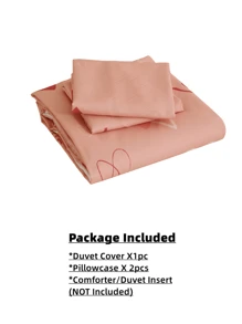 3入組情人節抗菌和絨毛洗滌床上用品套件,心形印花被套和2個靠墊套,帶拉鍊和角落綁帶,全尺寸或女王尺寸 - 粉色 - 查看 8